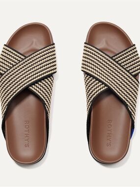 Rothys The Weekend Slide in Toffee Stripe